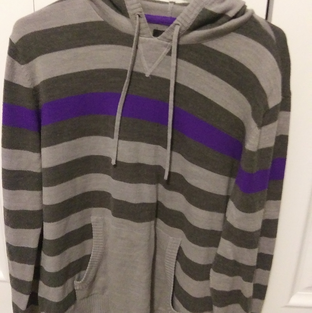 Always Push Forward XL Grey Striped Sweater